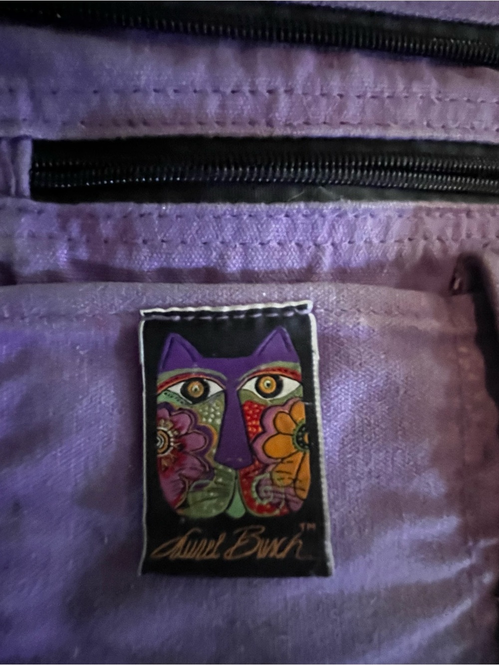Laurel Burch Purple and Green Horse Panel Tote - Picture 7 of 9